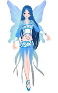 this is bloom fairy wearing blue dress and blue wings